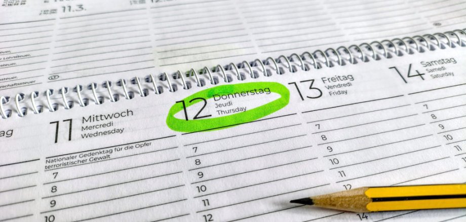 Terminkalender mit Datum 12. März