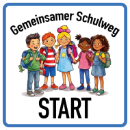 Schild „Gemeinsamer Schulweg“