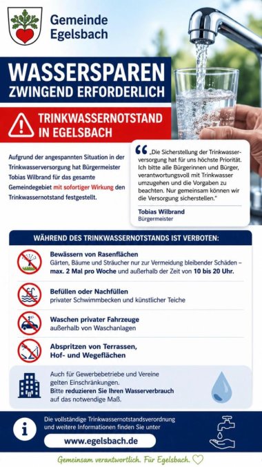Wassersparen ist dringend erforderlich!