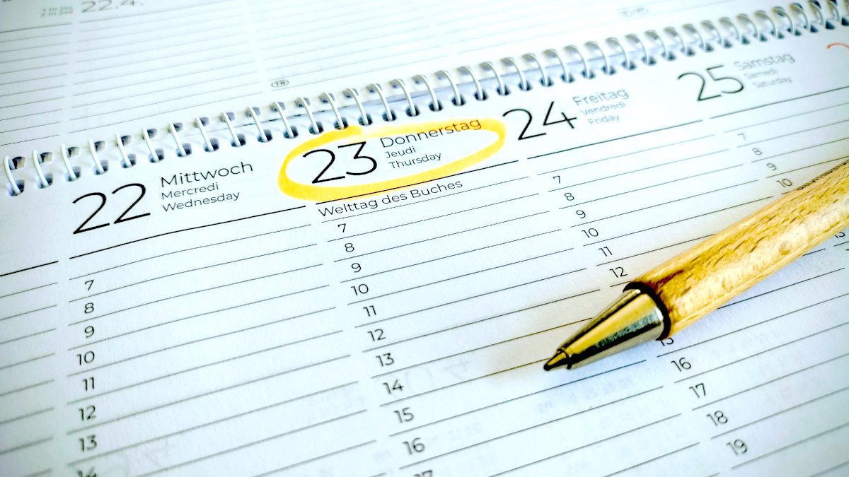 Terminkalender mit Datum der nächsten Bürgermeistersprechstunde