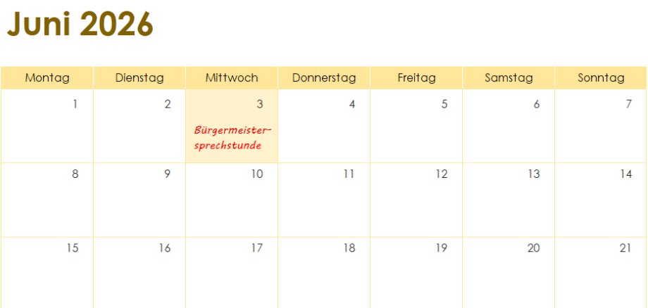 Bürgermeistersprechstunde am 3.6.2026
