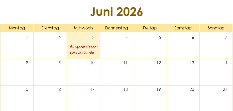 Bürgermeistersprechstunde am 3.6.2026